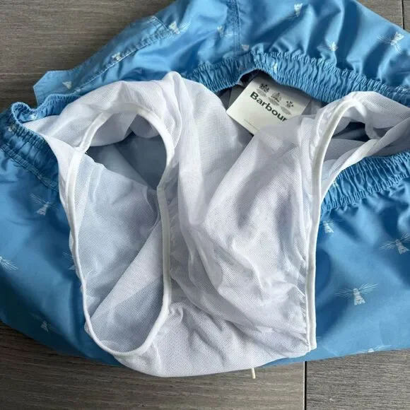 NWT Barbour Coastal Swim Shorts Light Blue XL Men’s Quick Dry Beachwear